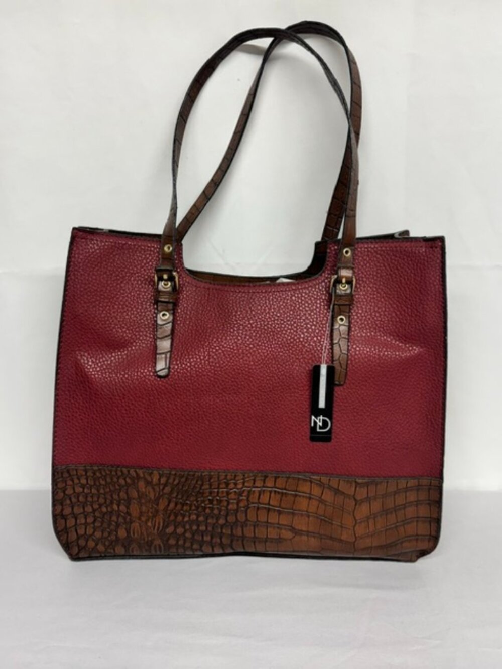New Directions Textured Faux Leather Laptop/Tote Bag - Garnet (Beet Red)